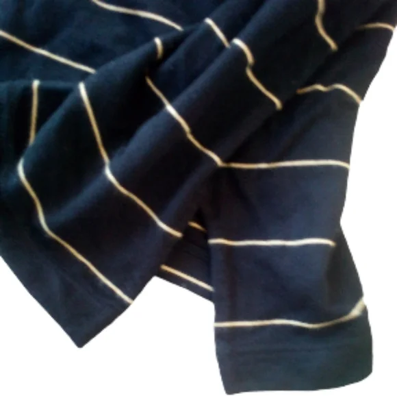 Lauren Ralph Lauren top black w/cream horizon stripes deep v-neck half sleeve XL - Picture 3 of 5